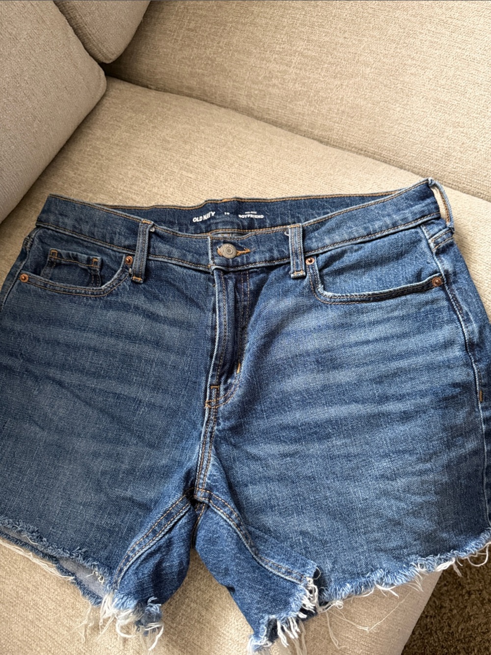 Old Navy Dark Blue Frayed Hem Denim Shorts